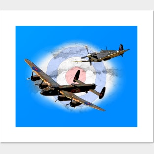 SPITFIRE AND LANCASTER aircraft Posters and Art